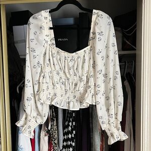 Cream Floral Women's Blouse